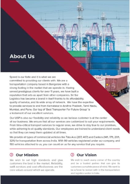 Logistics Company Profile Template