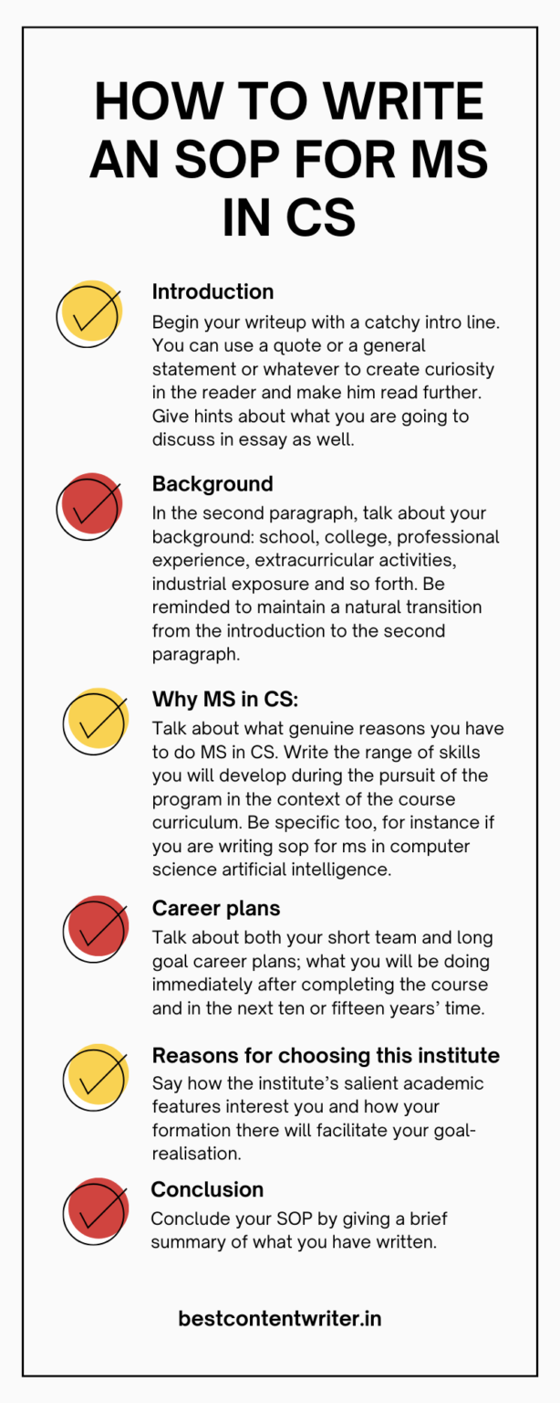 learn how to write sop for ms in computer science - infographics