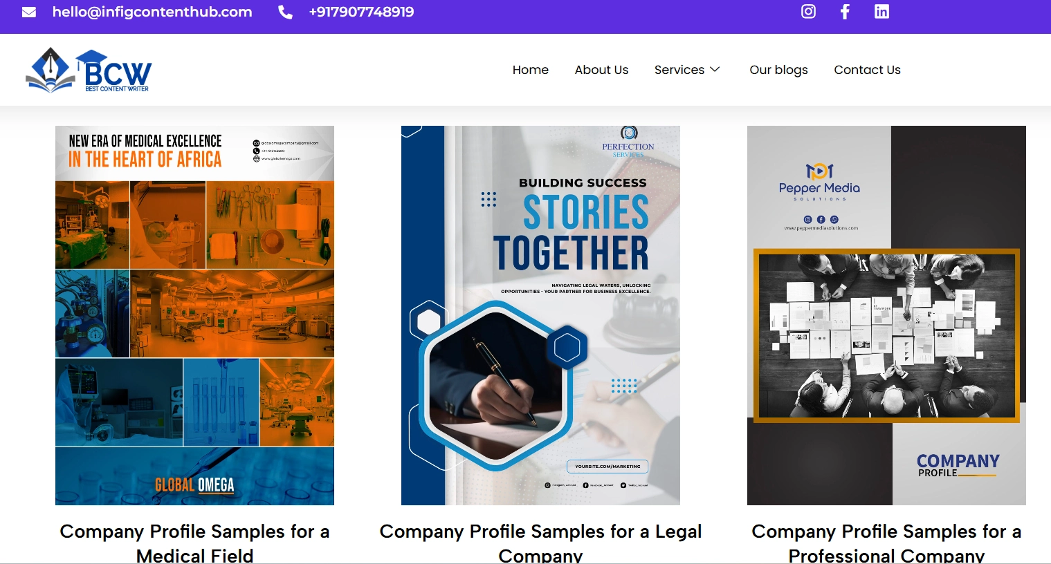 Best Content writers : company profile samples